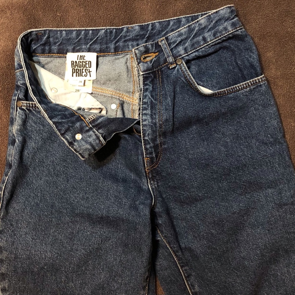 The Ragged Priest High Waist Distressed Hem Cropped Jeans